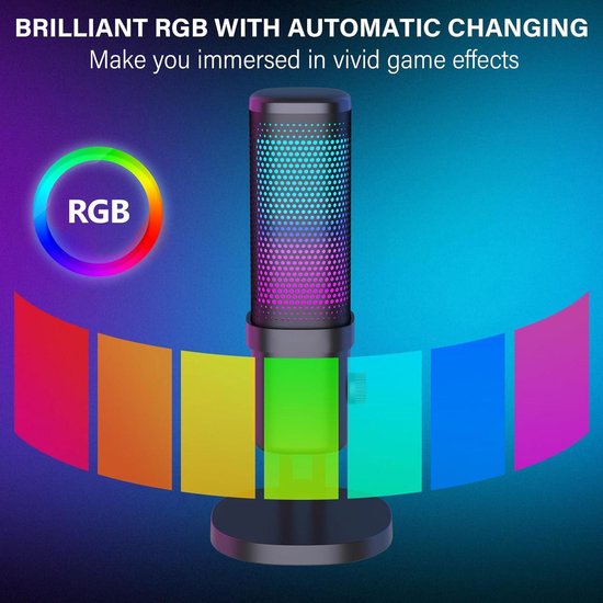 Fuegobird SP12 RGB Gaming-Mikrofon - Streaming-Mikrofon - für PC und Gaming-Mikrofon - Nierencharakteristik - Kondensatormikrofon - mit Ständer - integrierter Pop-Filter - Grau