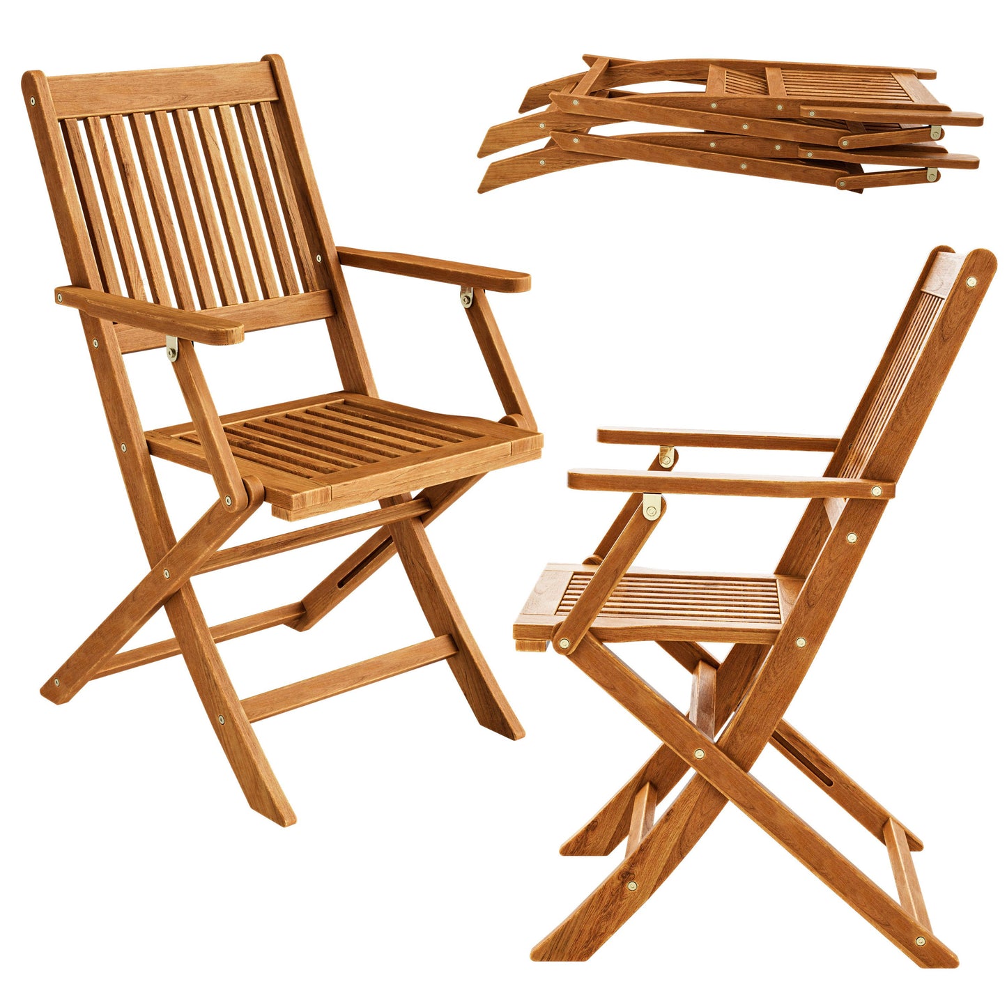 Casaria Gartenstühle Sydney, 2er-Set – Akazienholz – 92 x 54 x 59 cm – Braun