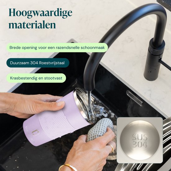 Castagnola Thermosbecher – Kaffeebecher zum Mitnehmen – Reisebecher für Kaffee und Tee – Teebecher – 510 ml – Edelstahl – Hellviolett