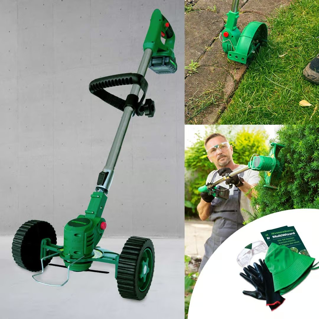 Hammersmith MultiWizard 5-in-1 Akku-Rasentrimmer – 21-V-Akku – Teleskopstiel – inklusive Zubehör