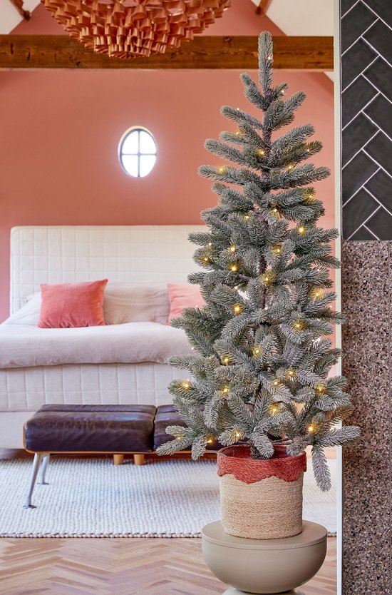 Black Box Trees Nagoya Kunstweihnachtsbaum mit Beleuchtung H120 x Ø60 cm – Weihnachtsbaum mit verschneiten Zweigen – Kunstbaum mit 212 PE-Tannenzweigen – Schlankes Modell Ø60 cm – Grün