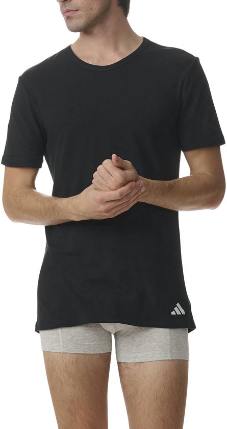 adidas Sportswear 2er-Pack T-Shirt mit Rundhalsausschnitt – Active Flex Cotton – Unterhemden für Herren – 2x schwarz