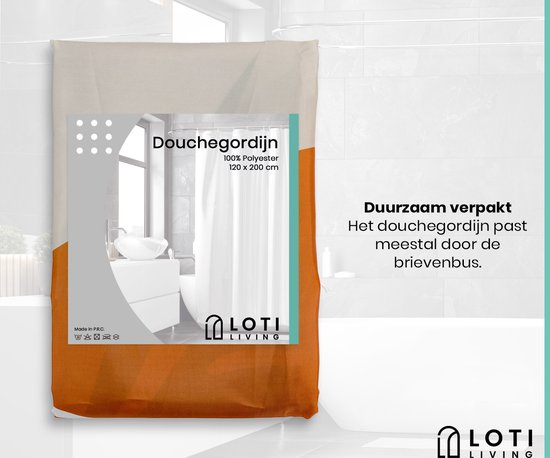 Loti Living Duschvorhang Anti-Schimmel - Strukturierte Kunst - Ringe enthalten - Wasserdicht - Polyester - Duschvorhang 120x200 cm
