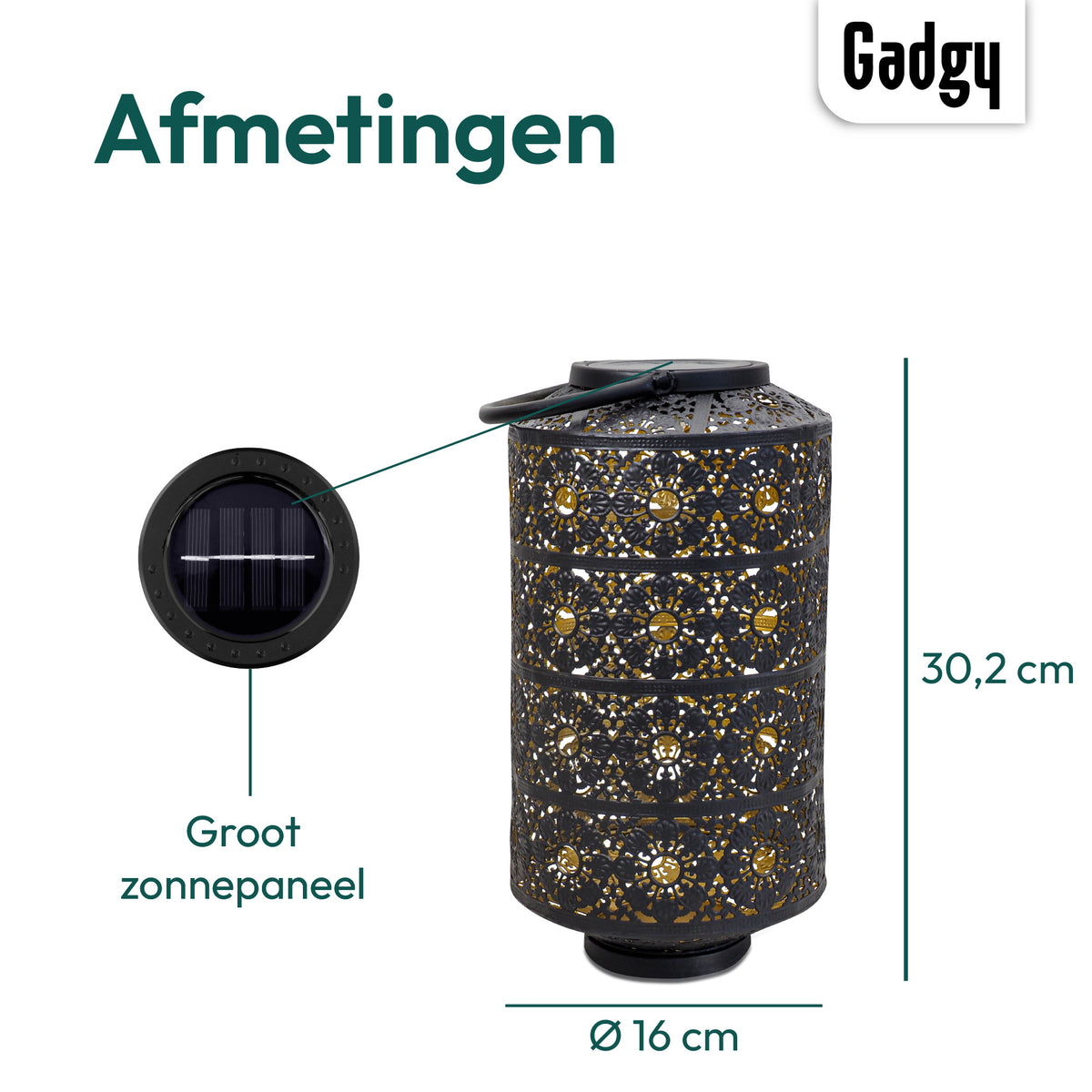 Gadgy Solar Gartenleuchte Tischlampe Maya XL - Garten Außenlampe Terrasse & Balkon - Solar Gartenleuchte - Solar Gartenleuchte - Solarlampe Led Outdoor - Laterne Windlicht Hängend - Gartenleuchten - Bronze / Gold