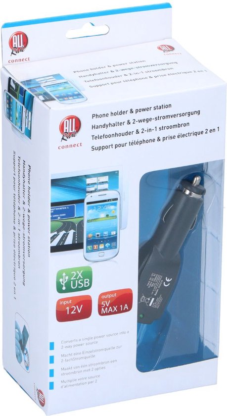 All Ride Phone Holder Car mit Autoladegerät - Autoladegerät mit 2 USB-Anschlüssen - Universal Phone Stand