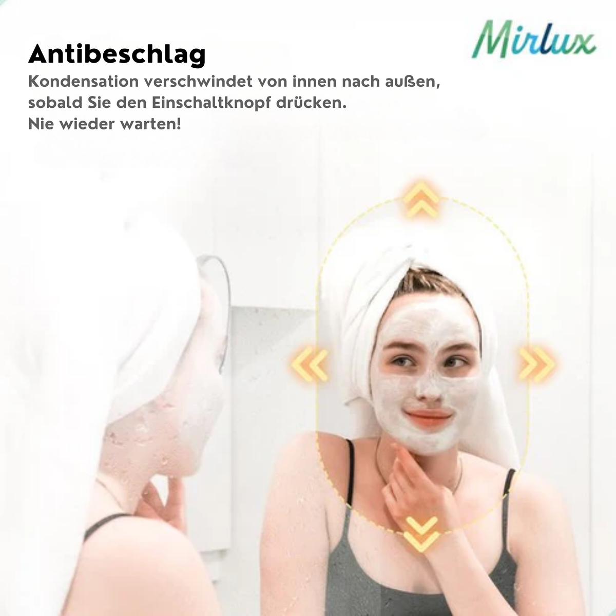 Mirlux Badezimmerspiegel - Mit LED-Beleuchtung & Heizung - Wandspiegel Oval - Anti-Kondensations-Duschspiegel - 90x50CM - Schwarz