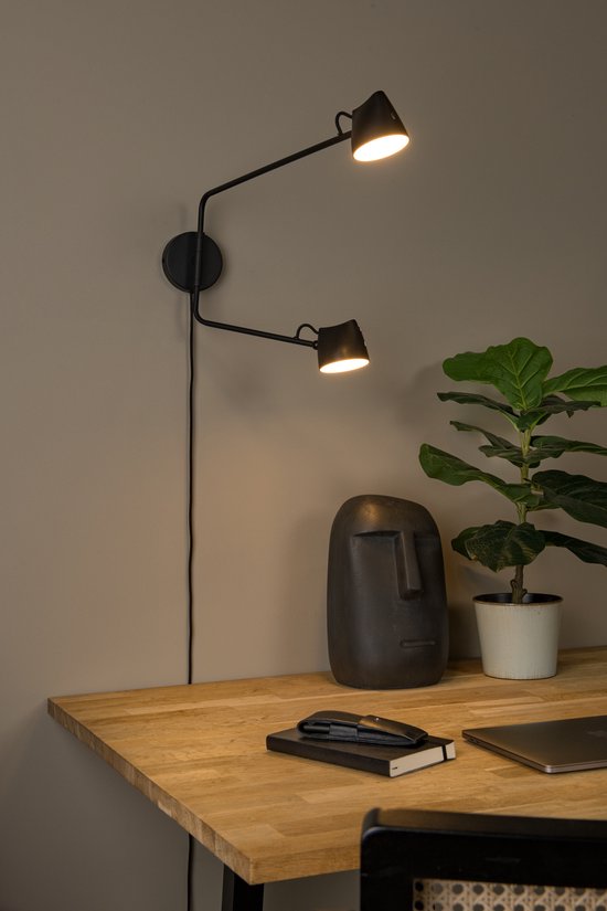 Lucide MILNE – Wandleuchte – dimmbare LED – 2 × 8 W, 2700 K – Schwarz