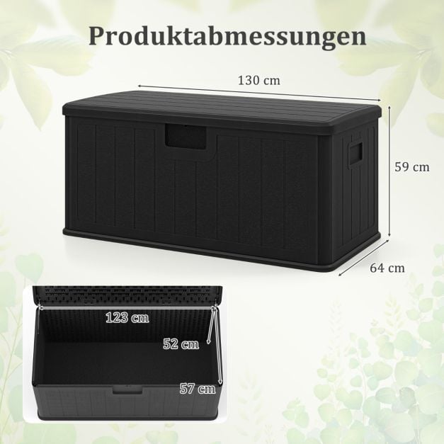 Coast 378L Gartenbox / Aufbewahrungsbox - Wasserdicht, abschließbar, multifunktional - Schwarz
