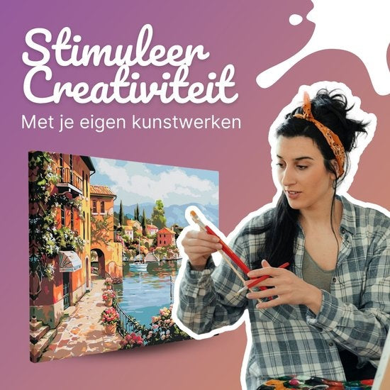 Rubye Malen nach Zahlen Erwachsene - Italienische Küste - Inklusive Farbe und Pinsel - Leinwand Malerei Leinwand - Farbe nach Zahlen - 40x50cm