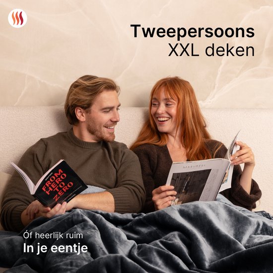 Seranova Electric Blanket XXL - 180x160 cm - 2 Personen Decke - Wärmedecke - Doppelseitig - Fleece Sherpa - Anthrazit Grau