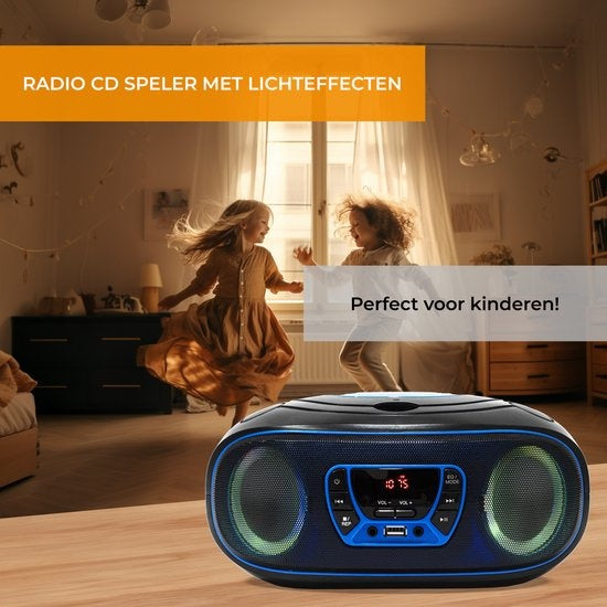 Denver Tragbares Radio CD-Player Kinder - Bluetooth - Lichteffekte - Boombox - AUX - FM - TCL212BT - Blau
