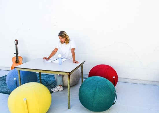 Bckz Sitzball Leinen 65 CM - Sitzball mit Bezug - Balance Hocker - Luxus Yoga Ball - Ergonomischer Bürostuhl Ball - Schwarz