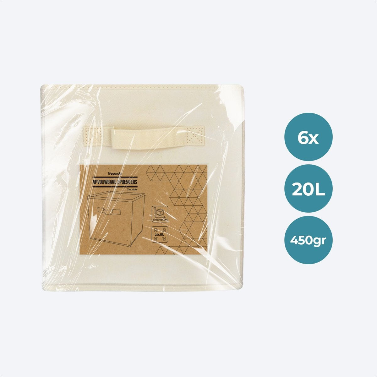 LifeGoods - Kleiderschrank-Organisatoren - 6 Stück - 20L - Textil - Beige