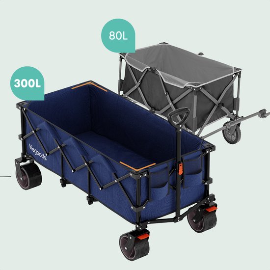LifeGoods Wagon - XXL - faltbar - 300L - 150KG Tragfähigkeit - Blau