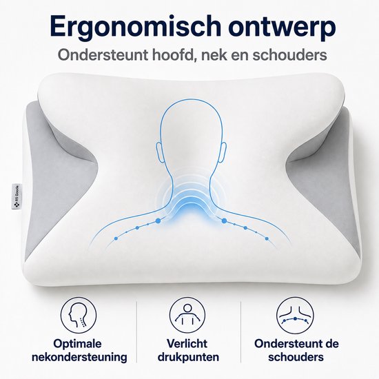 Ergonomisches Kopfkissen – 95 % Baumwolle - Kopfkissen bei Nackenbeschwerden – Schmetterlingskissen – Für Rücken-, Bauch- und Seitenschläfer – Memory-Schaum – Kissen aus Memory-Schaum – Schlafkissen – Kissen – Ergonomisches Kissen – Orthopädische Kissen –