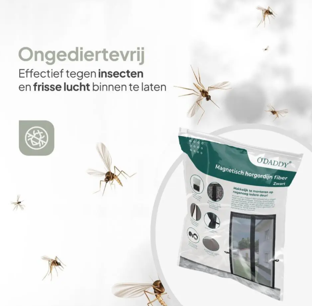 O'DADDY Türvorhang Deluxe Fiber – Schwarz – 100 x 240 cm – Magnetischer Fliegenschutzvorhang