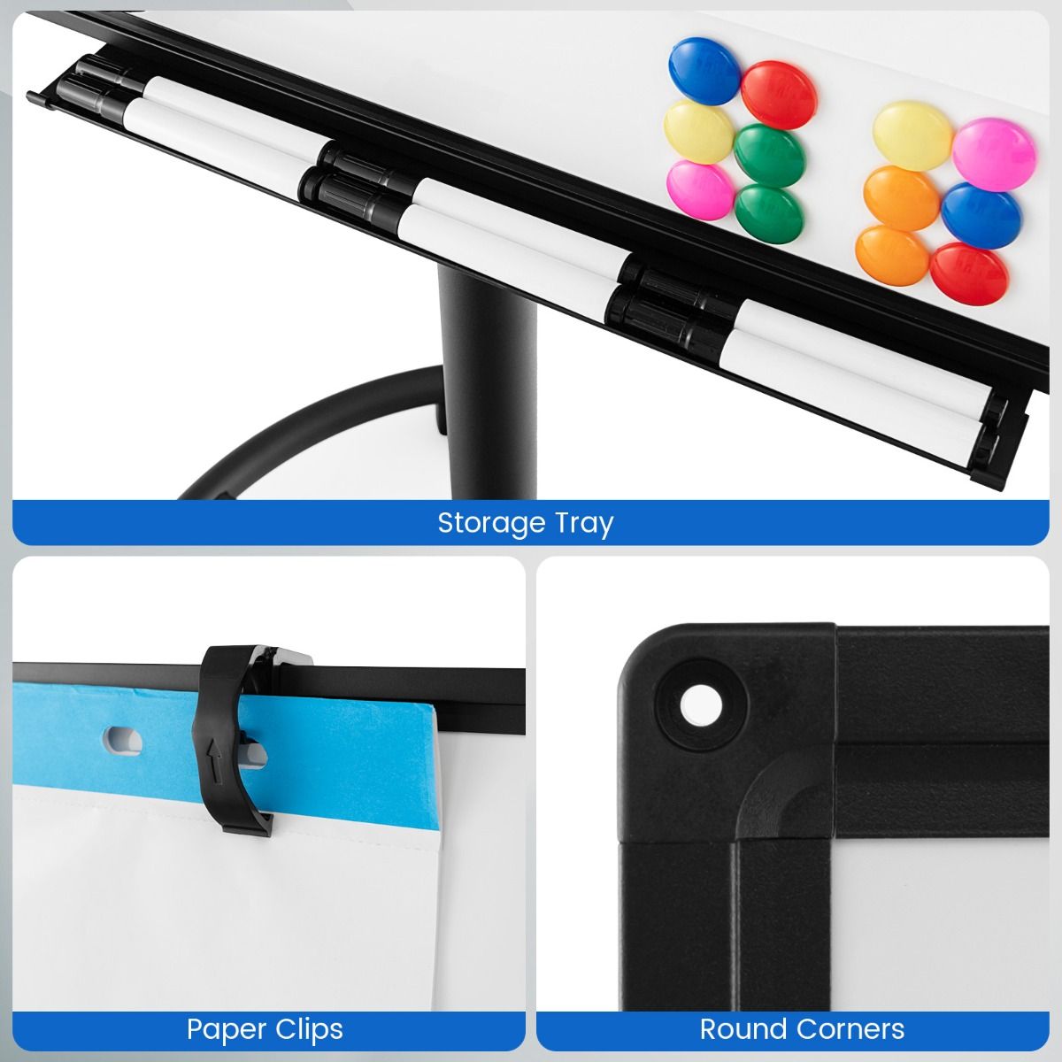 Coast Magnetisches Whiteboard - Inklusive Zubehör - Mobil - 100 x 65 cm - Schwarz