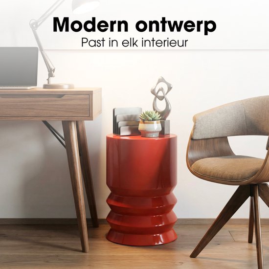 Mica Decorations Mart Beistelltisch – Runder Beistelltisch – Tischchen – Couchtisch – Beistelltisch für das Wohnzimmer – Auch als Pflanzentisch oder Pflanzenständer geeignet – Metall – 46 x 30 cm – Rot