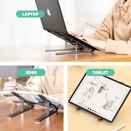 LURKÂ® Laptop-Ständer - Aluminium Laptop-Halterung - Verstellbar und klappbar - Ergonomisch - 6 Einstellwinkel