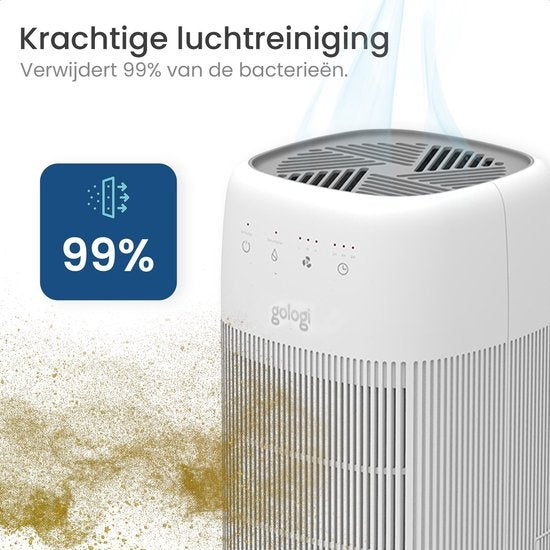 Gologi Luftentfeuchter und Luftreiniger - Luftentfeuchter - Große Kapazität - Extra leise - 750ml/Tag - HEPA 13 Filter - Schlafzimmer, Badezimmer, Keller etc.