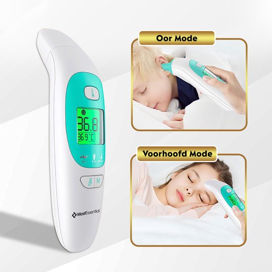 MostEssential Premium Fieberthermometer - Ohrthermometer - Infrarotthermometer - Stirnthermometer - Körperthermometer - Fieberthermometer für Erwachsene, Kinder und Babys - berührungslos - 20M