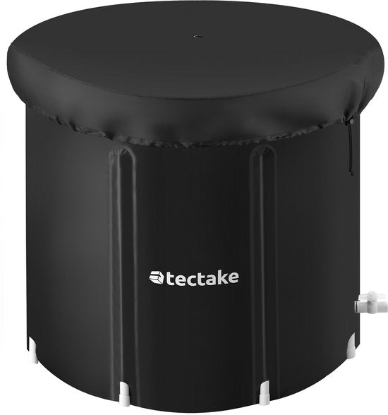 tectake® Eisbad Helsinki – Ice Bath – Sitzbad – Ø 75 x 75 cm – 320 Liter – Zusammenklappbarer Eistonnen mit Aluminiumrahmen und Abdeckung – 3-fach isoliert – Tauchbad inklusive Tragetasche, Wasserkissen und Pumpe