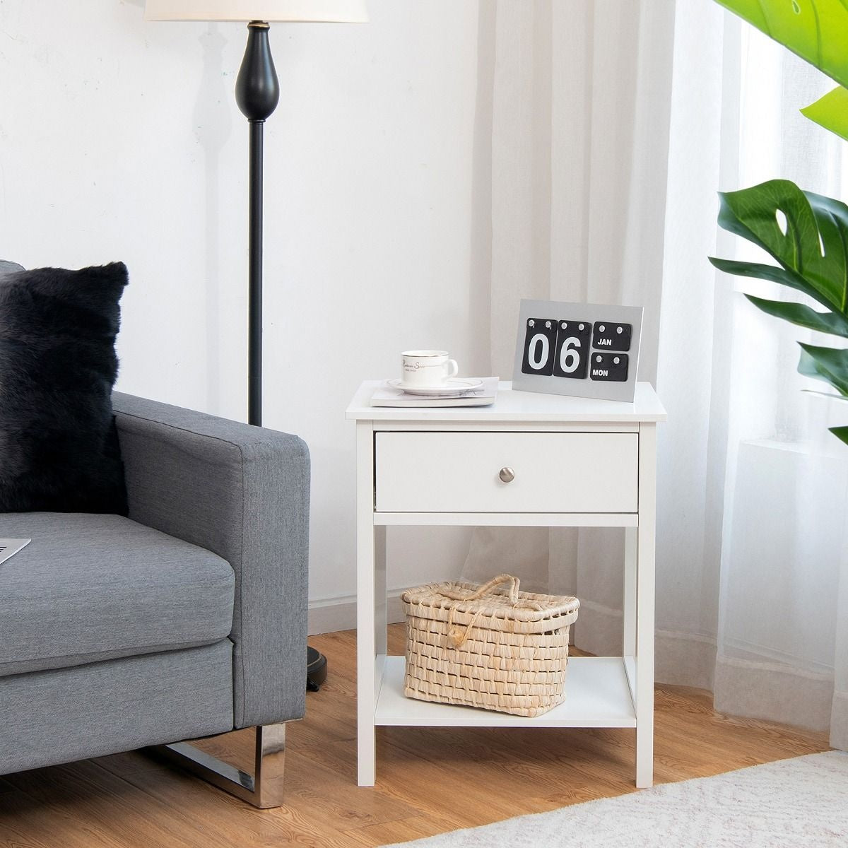 Coast Nachttisch 2-stufiges Nacht-Sideboard moderner Nachttisch mit Schublade weiß