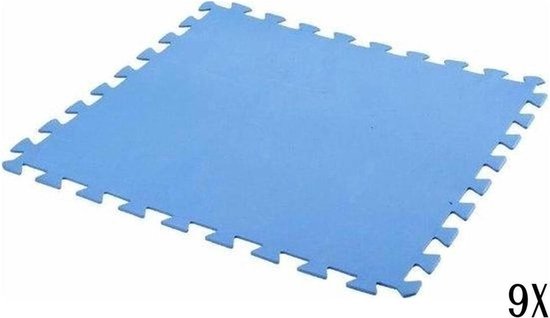Free And Easy - Pool-Unterlegfliesen - Puzzlematte - Schaumstoff - 50 x 50 cm - 9 Stück - Blau