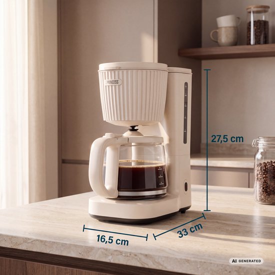 Princess Coffee Maker Wave Kaffeemaschine – 1000 W – 1,5 l Glaskanne – Warmhaltefunktion – Tropfstopp – 246048