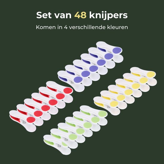 Gandria Wäscheklammern 48 Stück - Kunststoff-Wäscheklammern - Satz von 48 Kunststoff-Wäscheklammern - Wäscheständer Wäscheklammern 10 Kg - 4 Farben