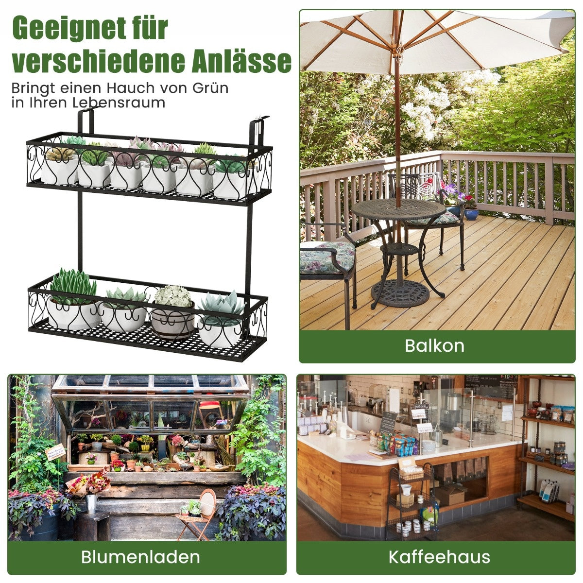 Coast hanging gegale 2-stöckiger Blumentopfhalter 60 x 33 x 59 cm schwarz