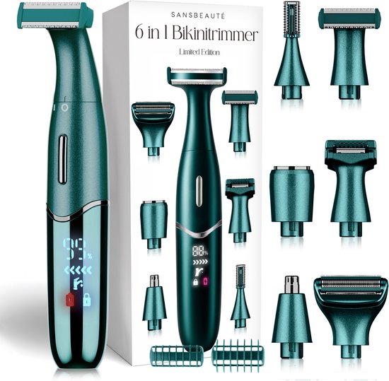 6-in-1 Bikini-Trimmer - Sansbeauté® - Gesicht - Achseln - Beine - Bikinizone - Augenbrauentrimmer - Gesichtshaarentfernung Damen - Intimzone - Ladyshaves Bikini - Epilierer elektrisch