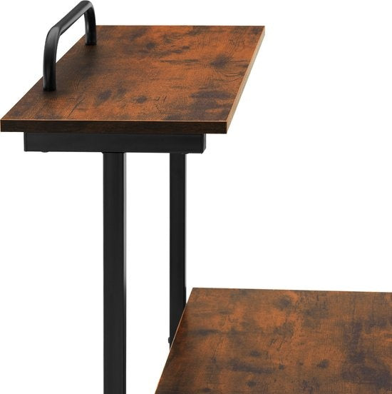 tectake - mobiler Fife Schreibtisch 80 x 65,5 x 130,5cm - industriell dunkelbraun - 404726