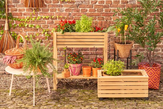 Mica Decorations Glenwood Pflanzgefäß für draußen Rechteckig - L70 x B30 x H75 cm - Akazienholz - Braun
