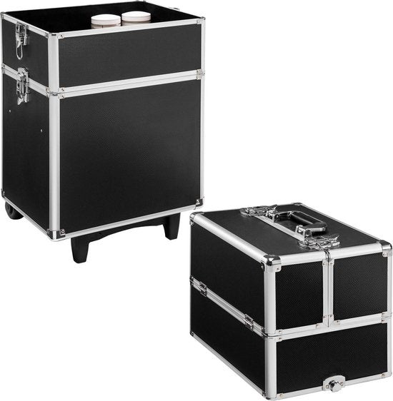 tectake Kosmetikkoffer mit 3 Fächern - Schwarz - Schminkkoffer
