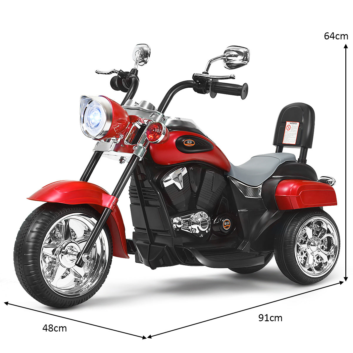 Coast Chopper-Style Motorrad Elektromotorrad Kindermotorrad Motorrad 91 x 48 x 64 cm rot + schwarz