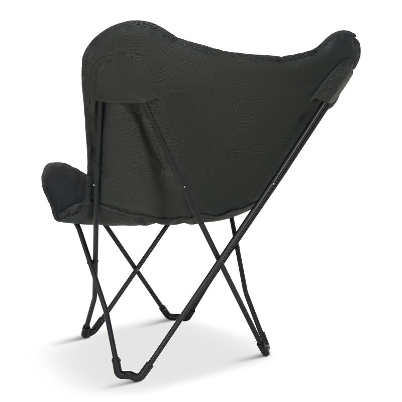 Trvlmore - Butterfly Chair Campingstuhl - 82 x 70 x 92 cm - Eigenschaften 136 kg Tragfähigkeit und zusammenklappbares Design und enthält Tragetasche - Für Camping und Garten - Schwarzes Polyester und Stahl