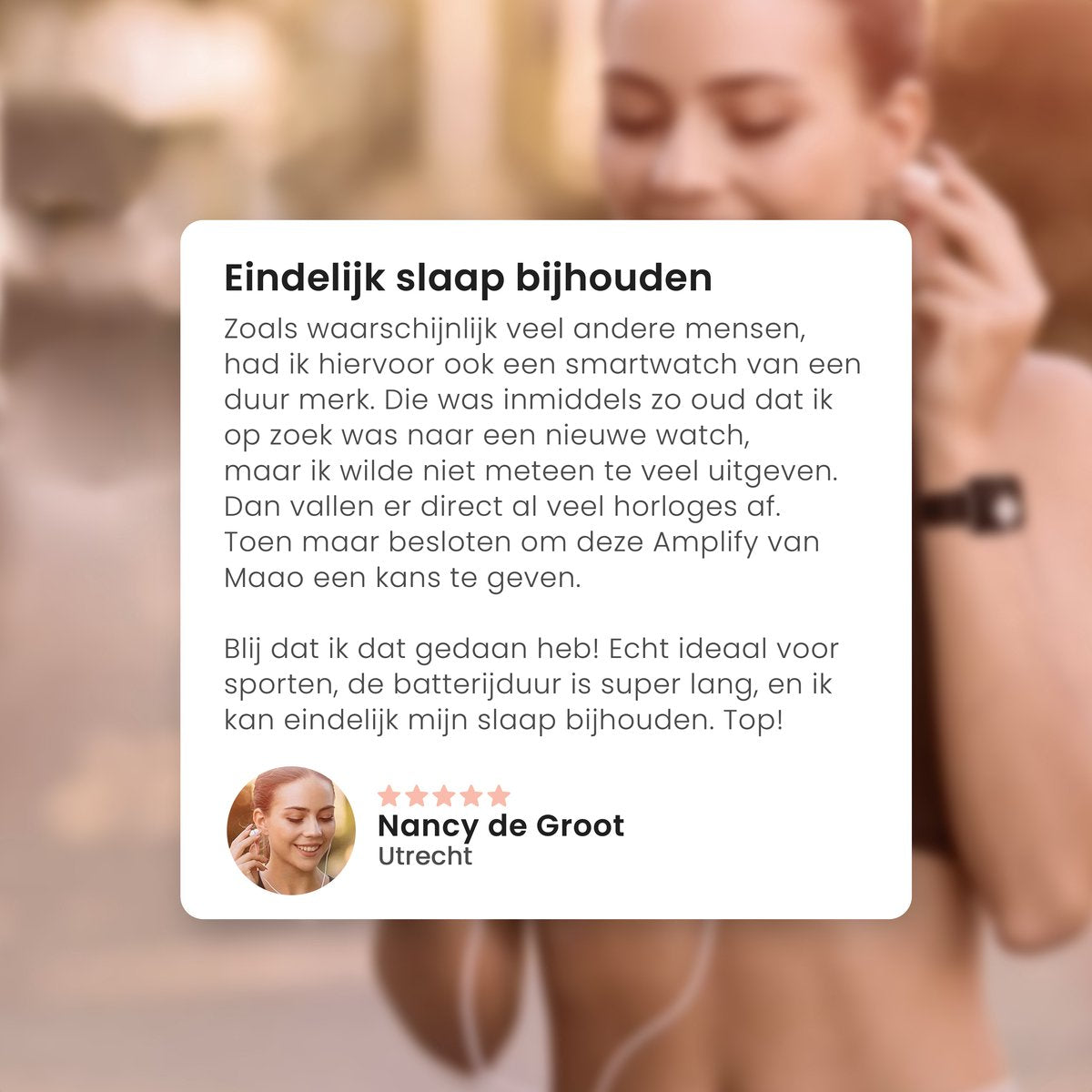 MAOO AMPLIFY Smartwatch - Inkl. Bildschirmschutz - Herzfrequenz, Blutdruck, Blutsättigung, Schlaf, Entfernung - Schrittzähler - Smartwatch Damen - Uhr - Weihnachtsgeschenk - Pink