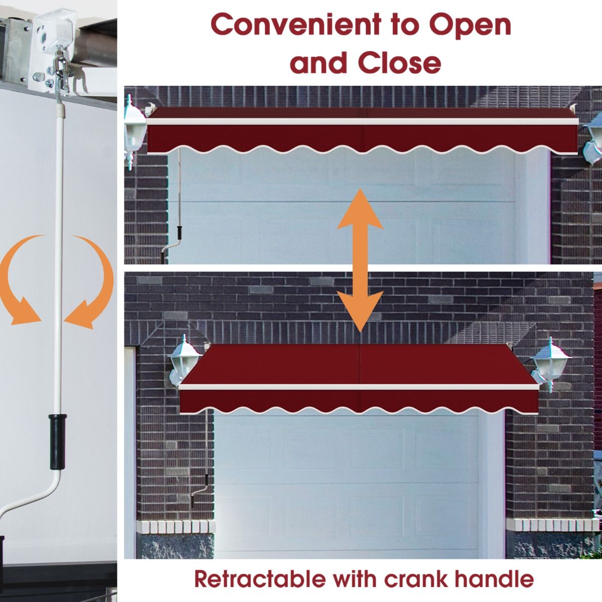 Coast Manueller ausziehbarer Sonnenschirm 295x250 cm - Rot - Aluminiumrahmen - Verstellbarer Winkel 40°-100° - Ohne Bohren