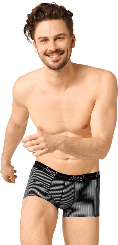 Sloggi Start Hipster Herrenslips 2er-Pack - schwarz & schwarz/weiß gestreift - Größe 2XL