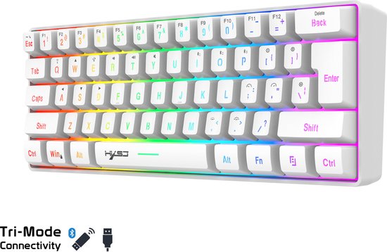 HXSJ L500 – Kabellose Gaming-Tastatur – RGB – Tri-Mode – QWERTY-Tastaturen – Weiß