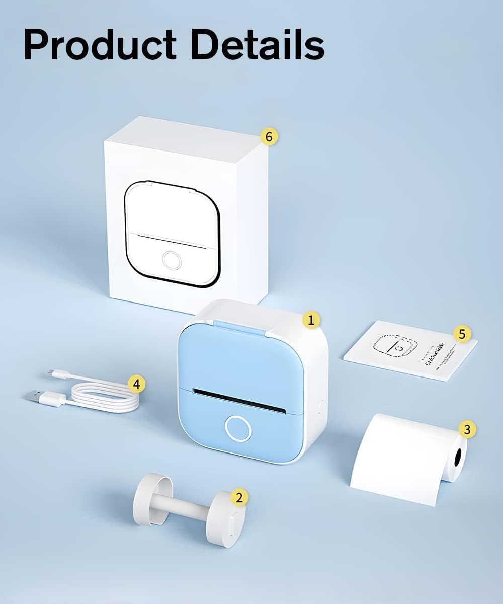 Gienslru Mini Pocket Printer – Tragbarer Bluetooth-Thermodrucker für Fotos – Tintensparend – 3,8 x 8,6 x 8,9 cm – Grün