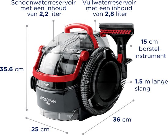 BISSELL SpotClean Pro Tragbarer Fleckenreiniger – Professionelle Reinigung mit 750-W-Motor – Teppichreiniger für Sofa, Auto und Matratze – Teppichreiniger – XL-Tankvolumen – Reinigungsgerät – Polsterreiniger – 1558N