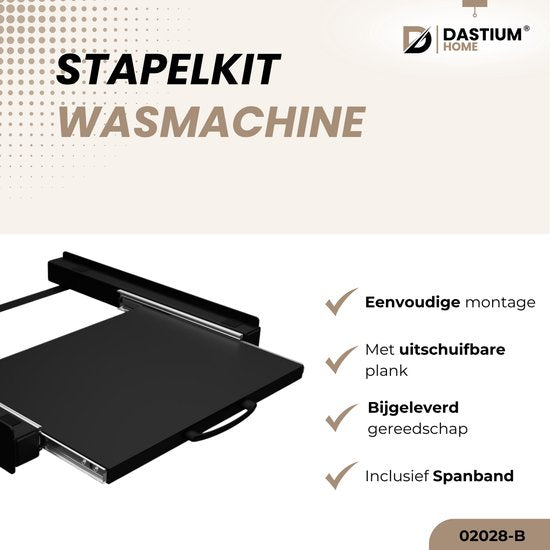 Dastium Home – Schwarzes Stapelset für Waschmaschine und Trockner – Stapelset für Waschmaschine und Trockner – Zwischenstück für Waschmaschine und Trockner – Universal – Schwarz