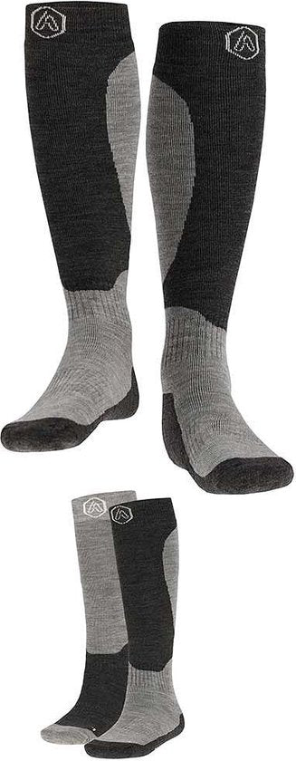 Apollo - Skisocken Unisex - Graues Design - 2 Paar - Größe 43/46 - Skisocken Herren