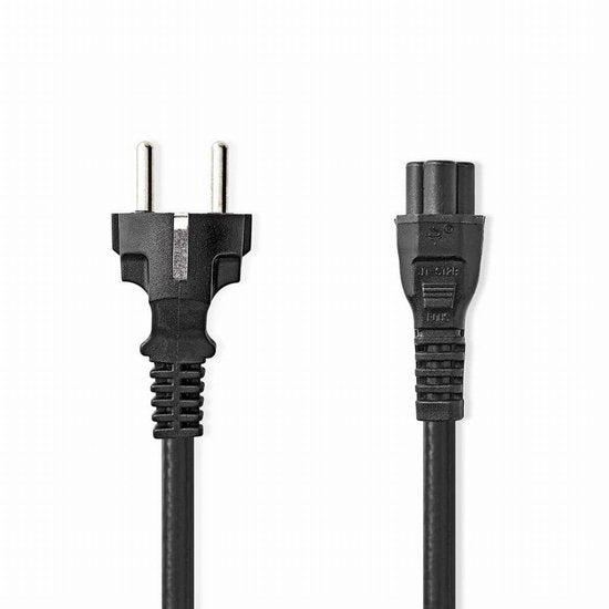 Nedis Stromkabel - Typ F (CEE 7/7) Stecker - IEC-320-C5 - Gerade - Vernickelt - 2,00 m - Rund - PVC - Schwarz - Etikett