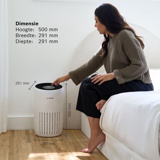 Bosch Air 2000 Luftreiniger für bis zu 37,5 m² – Entfernt Schadstoffe effizient mit HEPA-Filter, Smart-Sensor und leisem Modus – für Allergiker