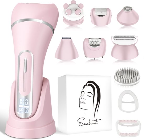 Sansbeauté® 7 in 1 Ladyshave für Frauen - Gesicht - Achseln - Beine - Epilierer - Trimmer für Frauen & Damen - Bikini-Trimmer Damen - Rasierer Frau