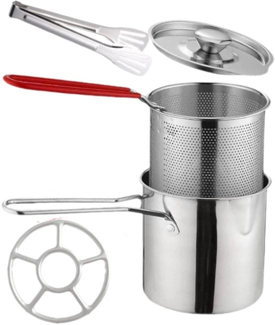 Ceruzo Mini-Fritteuse - 1.2L - Edelstahl - Mit Korb - Für Gasherd