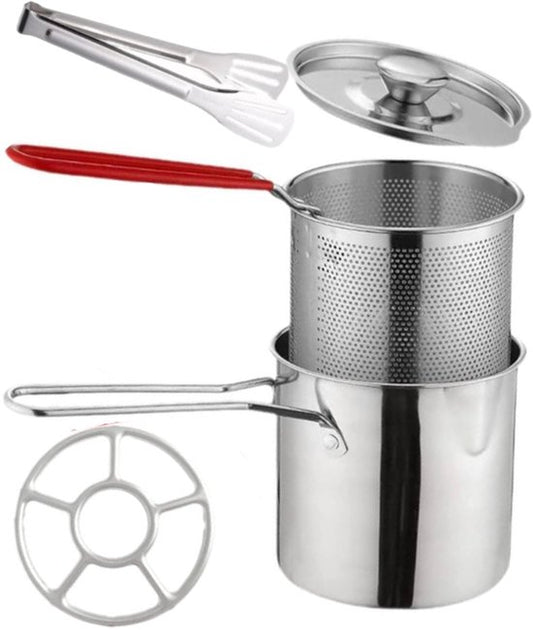 Ceruzo Mini-Fritteuse - 1.2L - Edelstahl - Mit Korb - Für Gasherd